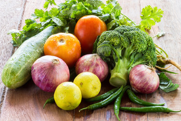 fresh vegetables on wood background
