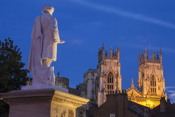 William Etty Statue and York Minster at Dusk