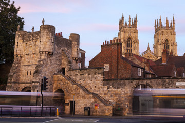 Bootham Bar and York Minster in York, England.