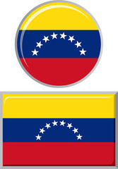 Venezuelan round and square icon flag. Vector illustration.