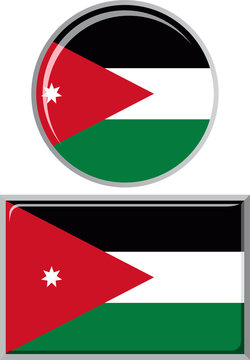 Jordan round and square icon flag. Vector illustration.