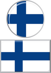 Fototapeta premium Finnish round and square icon flag. Vector illustration.