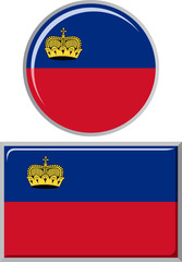 Liechtenstein round and square icon flag. Vector illustration.