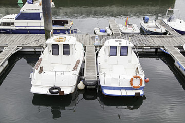 Boats moored at the dock