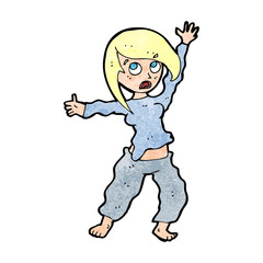 cartoon frightened woman