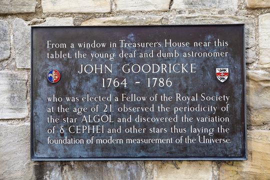 John Goodricke Plaque in York, England.