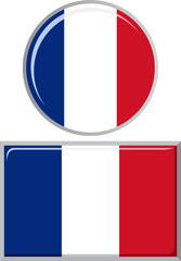 French round and square icon flag. Vector illustration.