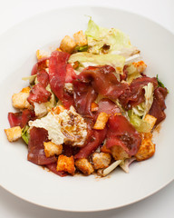 The meat salad with cabbage