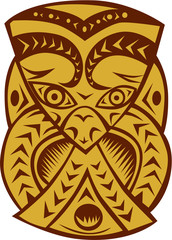 Maori Mask Woodcut