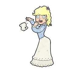 cartoon victorian woman dropping handkerchief