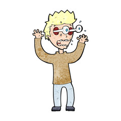 cartoon terrified man
