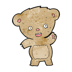 cartoon waving teddy bear