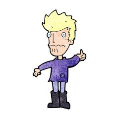 Fototapeta premium cartoon worried man giving thumbs up symbol