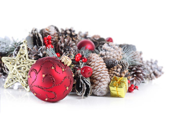 Christmas ornament with garland background