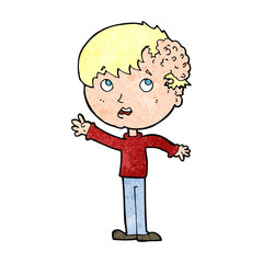 cartoon boy with growth on head