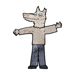 cartoon happy wolf man