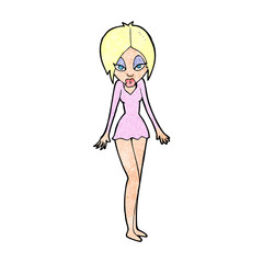cartoon woman in short dress