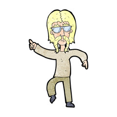cartoon hippie man wearing glasses