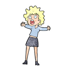 cartoon frightened woman