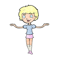 cartoon woman spreading arms