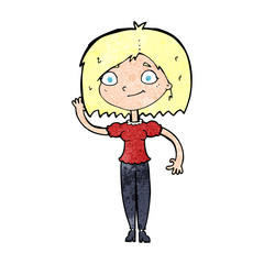 cartoon woman waving