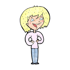 cartoon excited woman