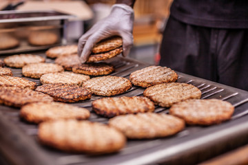 Burgers on barbecue