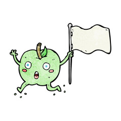 cartoon funny apple with flag