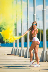 Woman with smoke bomb