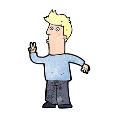 cartoon man signaling with hand
