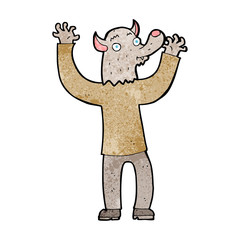 cartoon happy werewolf man