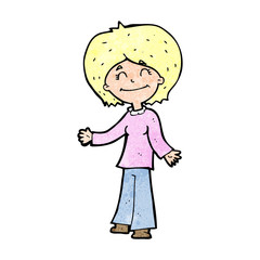 cartoon happy woman