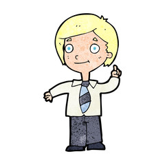 cartoon school boy answering question