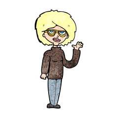 cartoon woman waving