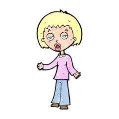 cartoon tired woman