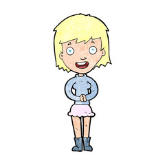 cartoon excited woman
