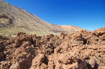 Geological formations, famous volcanic landscape in Teide National Park, Tenerife, Canary islands,...