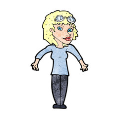 cartoon woman wearing goggles