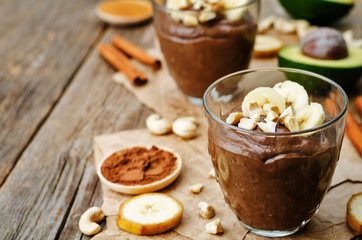 raw vegan avocado banana chocolate pudding