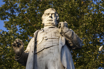 Statue of historical figure George Leeman in the city of York, England.