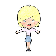 cartoon excited woman