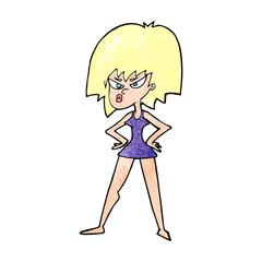 cartoon angry woman in dress