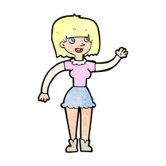 cartoon girl waving