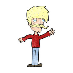 cartoon waving mustache man