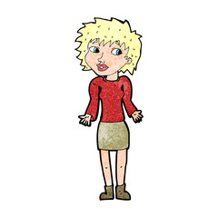 cartoon woman shrugging shoulders