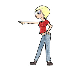 cartoon hip woman pointing