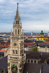 Aerial view on Marienplatz town hall