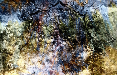 abstract color Backgrounds, painting collage. ornamental mandala