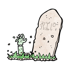 cartoon zombie rising from grave