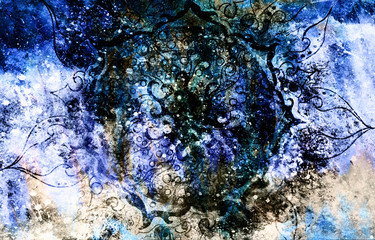 oriental ornamental mandala and color abstract background 